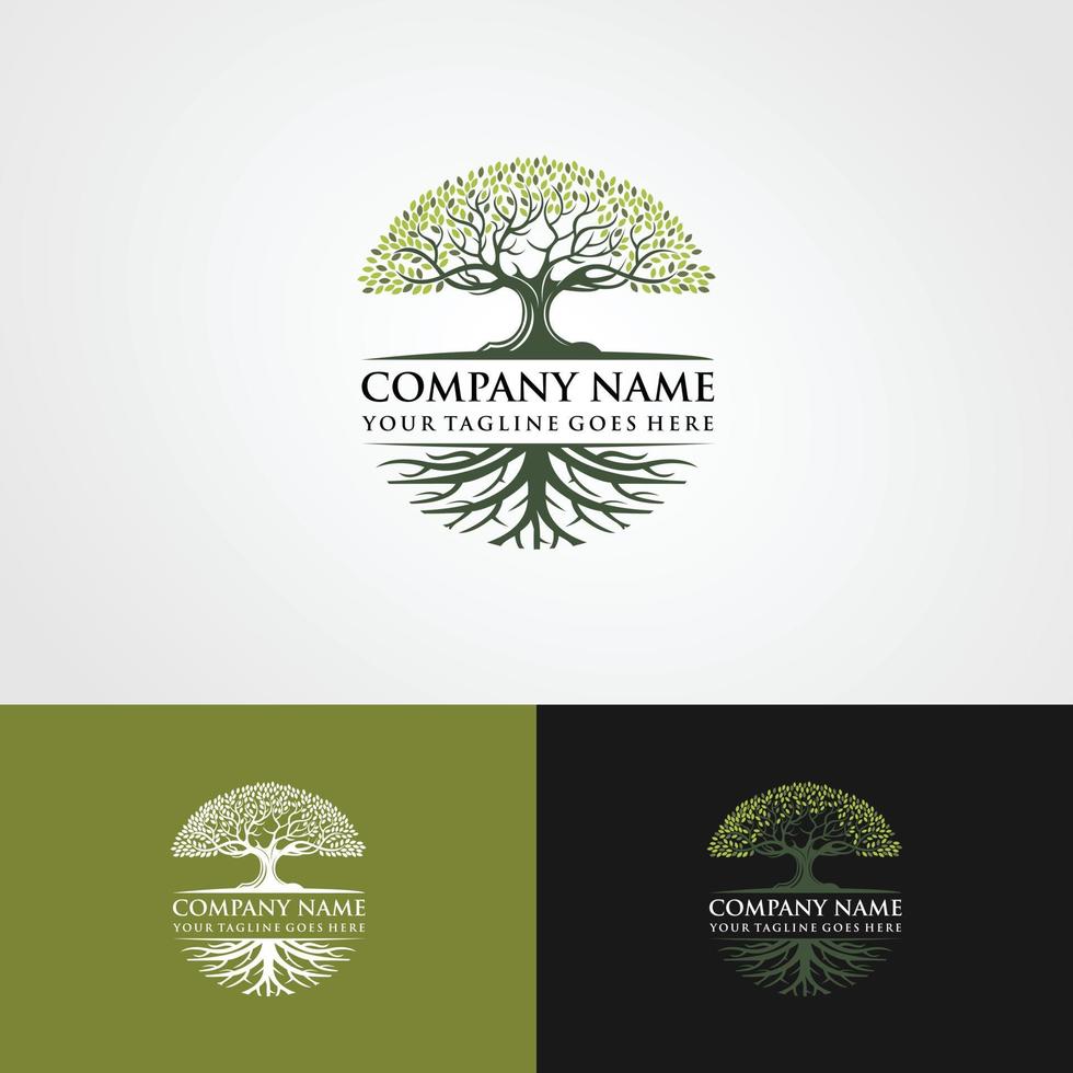 Roots Of Tree logo illustration. Tree vector silhouette.