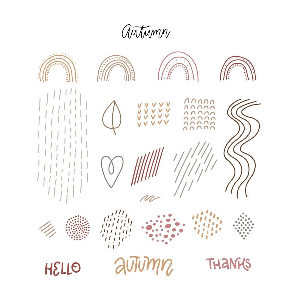 Collection of flat hand drawn contemporary abstract illustrations. Colorful abstraction doodles shapes. Simple moon, foliage and plant drawings. Organic Shapes for cover, banner, social post stories vector