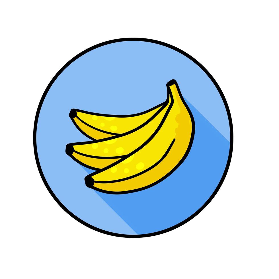 icono de plátano. fruta amarilla en círculo azul. vector