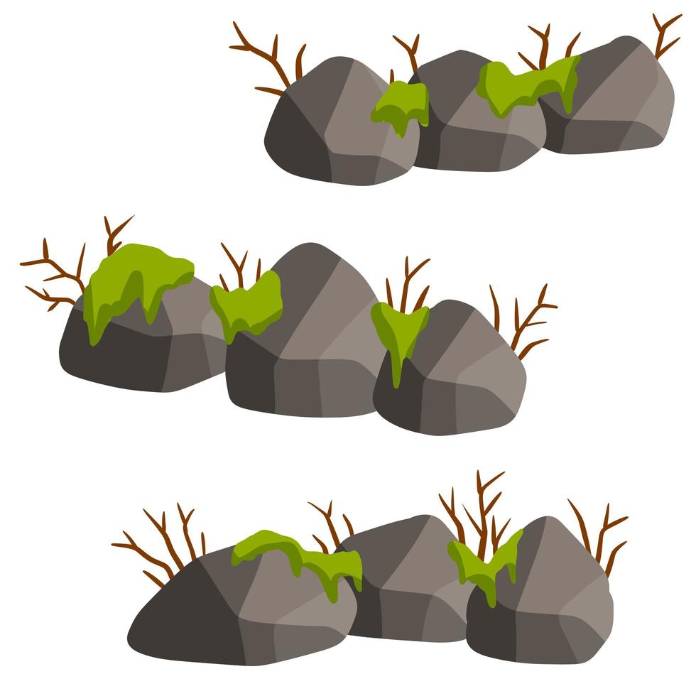 piedras para el fondo del paisaje natural. conjunto de rocas vector