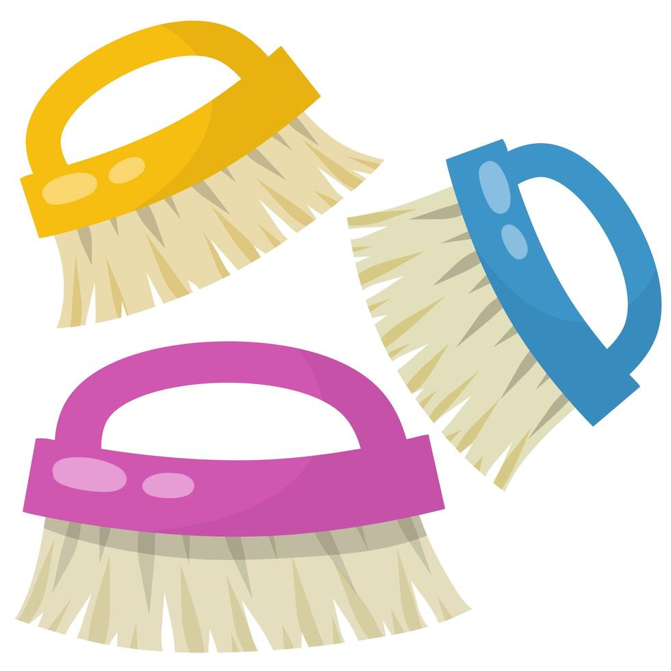 Brush for wet house cleaning and sweeping. item for combing horse. vector