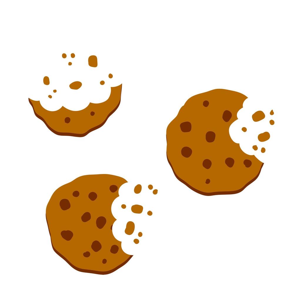 Eaten cookies. Bite of dessert. Bread crumbs. vector