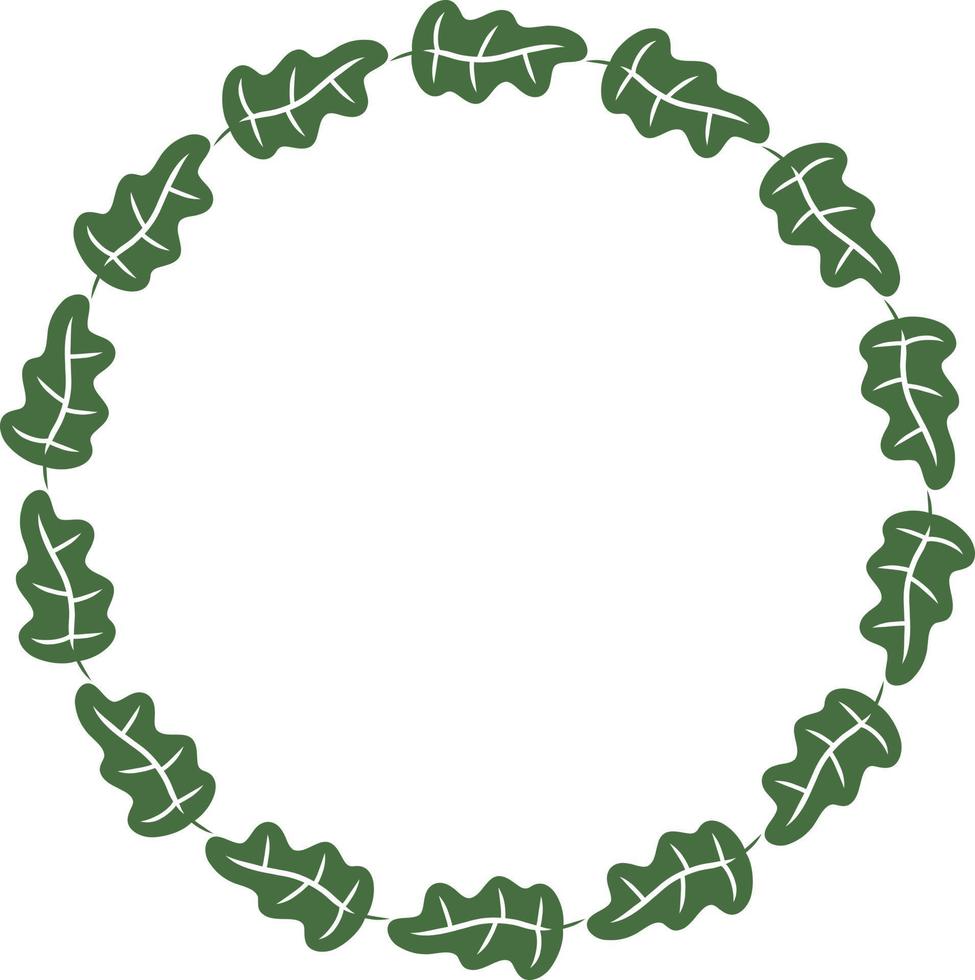 leaves pattern circular frame design, border element with leaf creation. vector
