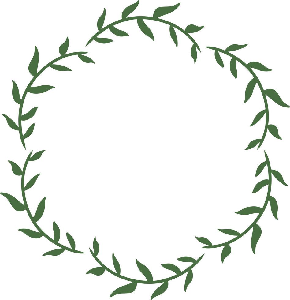 leaves pattern circular frame design, border element with leaf creation. vector