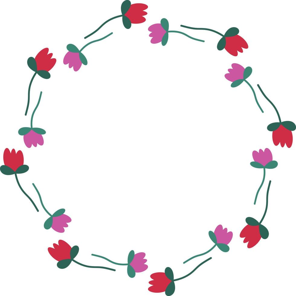 Flower pattern circular frame design, Border element with flower creation. vector