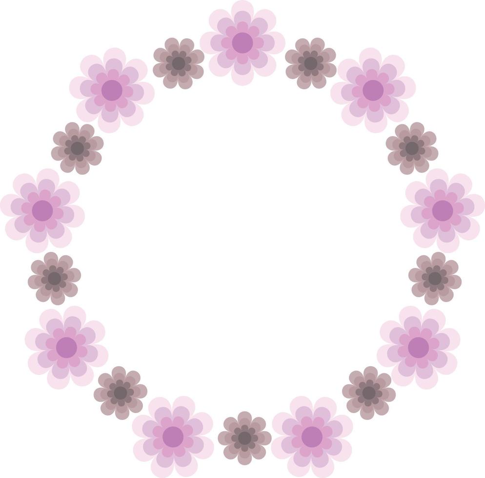 hermoso diseño de marco circular con patrón de flores, elemento de borde con creación de flores. vector