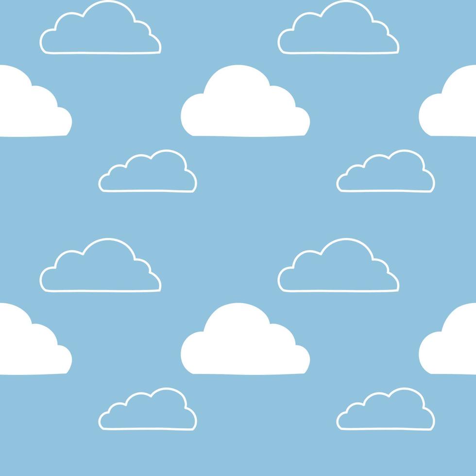 Vector seamless pattern. Clouds, rain, drops, tears, rainbow, stars, the Sun, Moon, heart. Weather at the day or night. Hand drawn in doodle style. Lovely background for printing on paper or fabric.