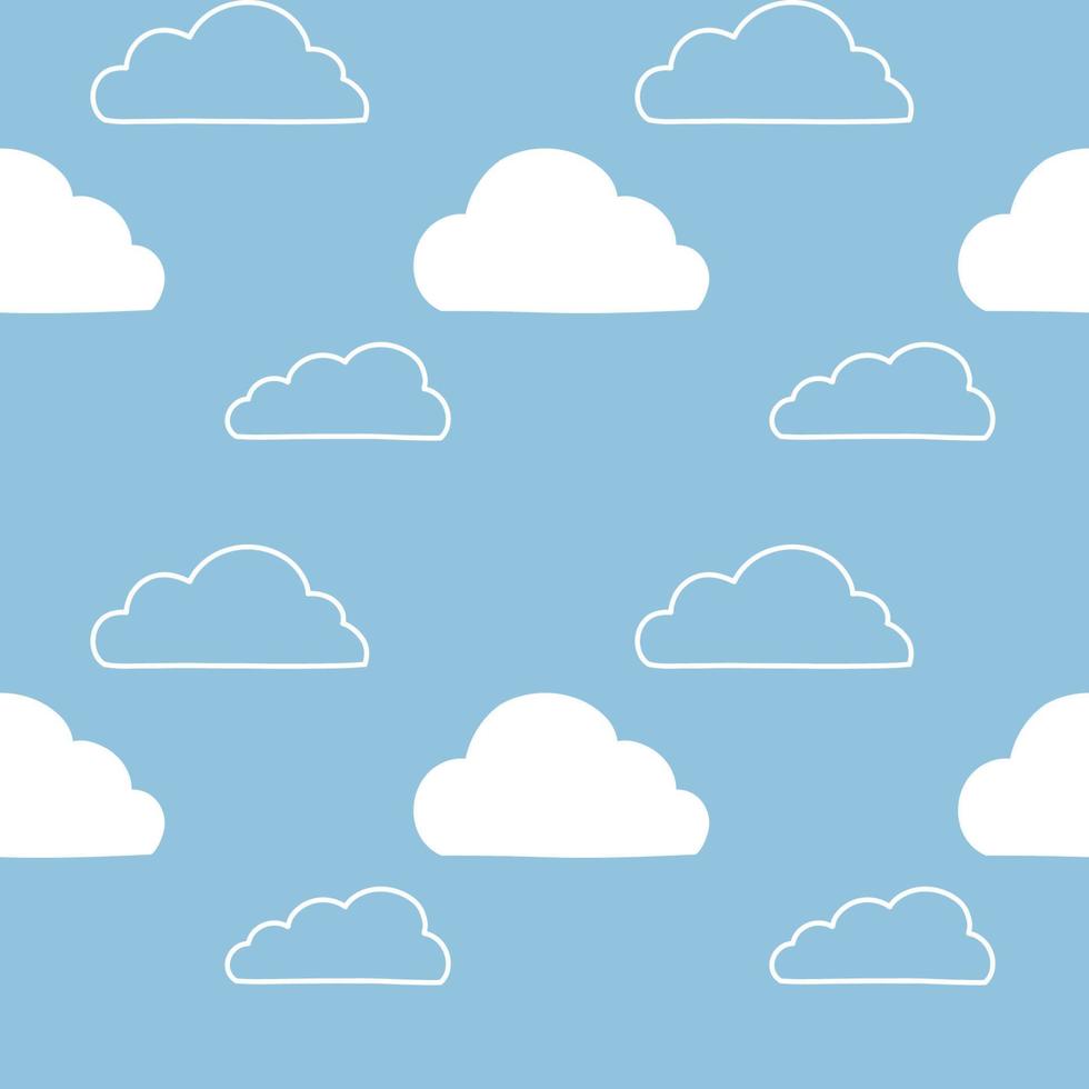 Vector seamless pattern. Clouds, rain, drops, tears, rainbow, stars, the Sun, Moon, heart. Weather at the day or night. Hand drawn in doodle style. Lovely background for printing on paper or fabric.