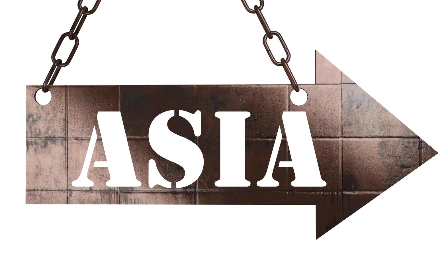 asia word on metal pointer photo