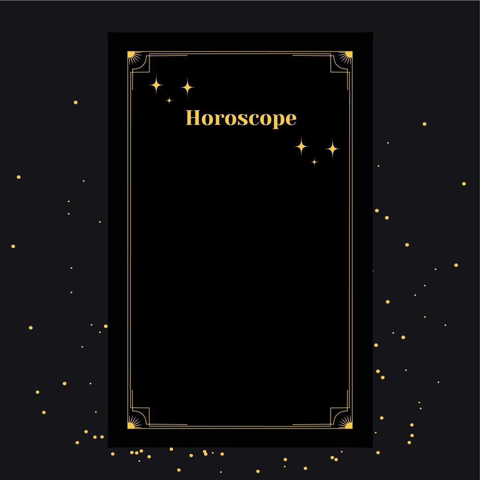 Template for a horoscope. An elegant poster for an esoteric zodiac horoscope for a logo or poster, on a black background with stars vector