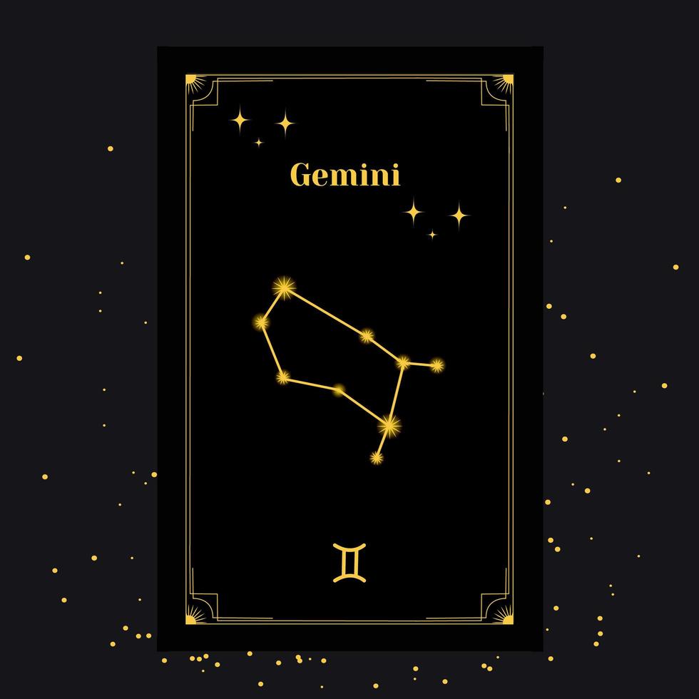 Gemini Signs, Zodiac Background. Beautiful vector images in the middle of a stellar galaxy with the constellation