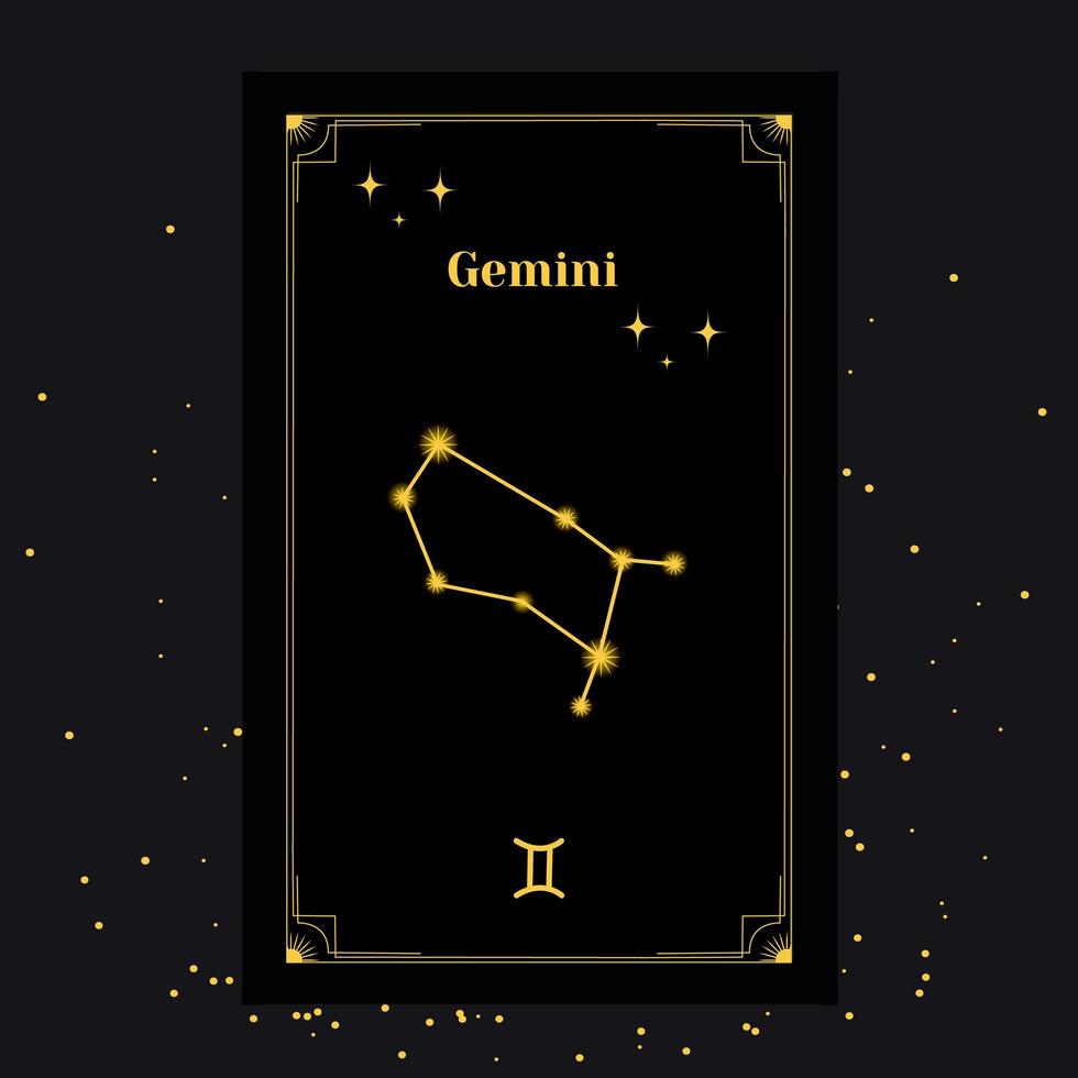 Gemini Signs, Zodiac Background. Beautiful vector images in the middle of a stellar galaxy with the constellation