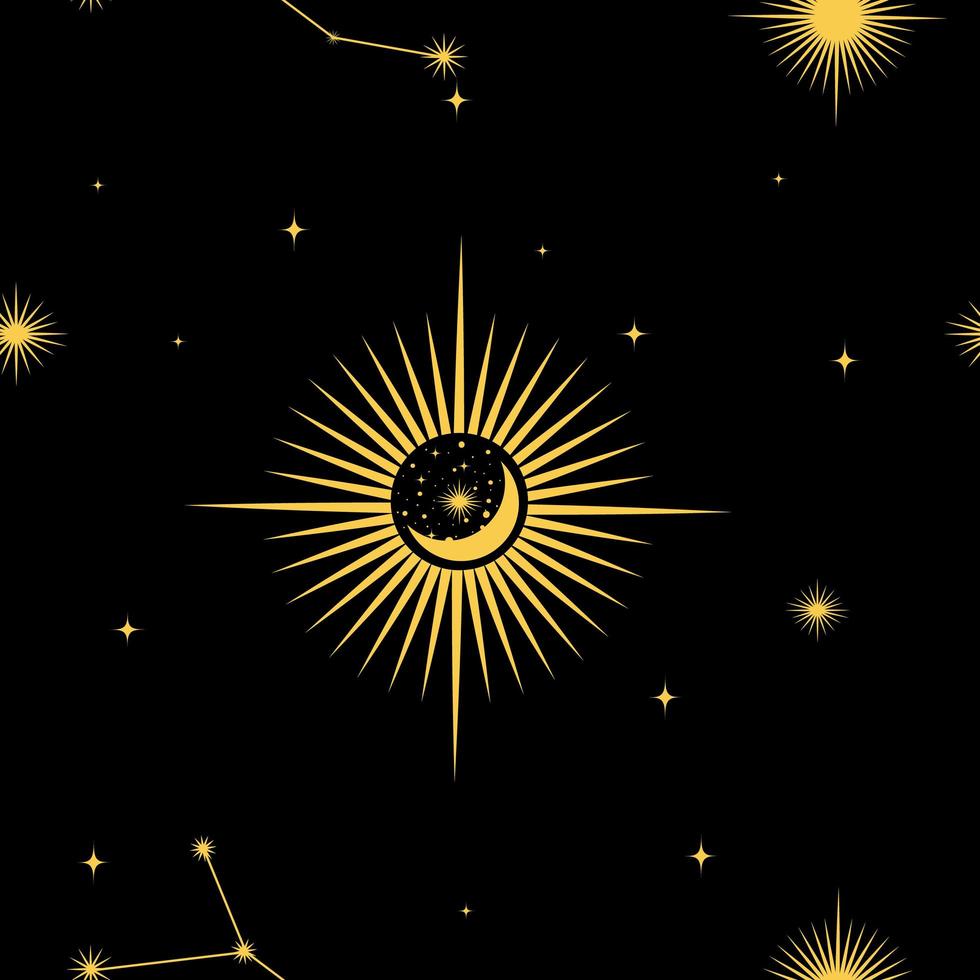 Seamless print with a pattern of the constellation of the cosmic galaxy use for textiles, yoga mat with zodiac star, phone case vector