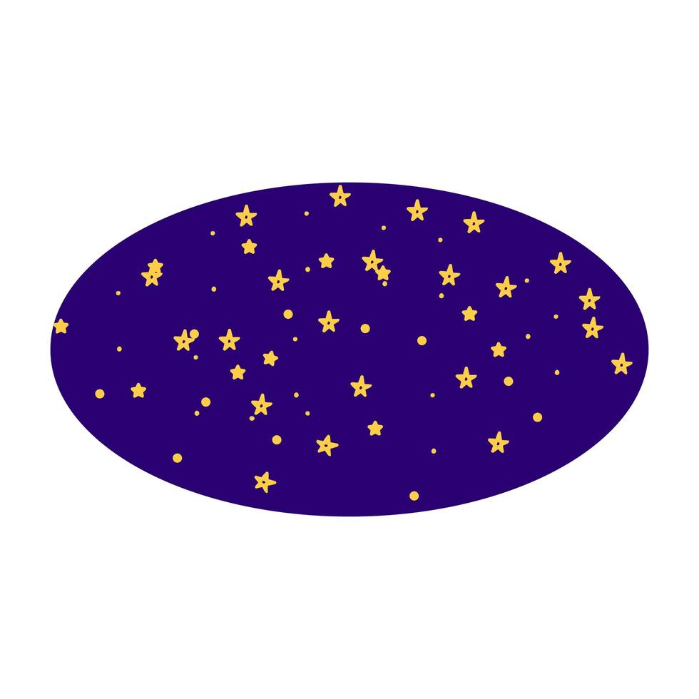 Oval frame with shining stars on a dark blue background. Vector illustration