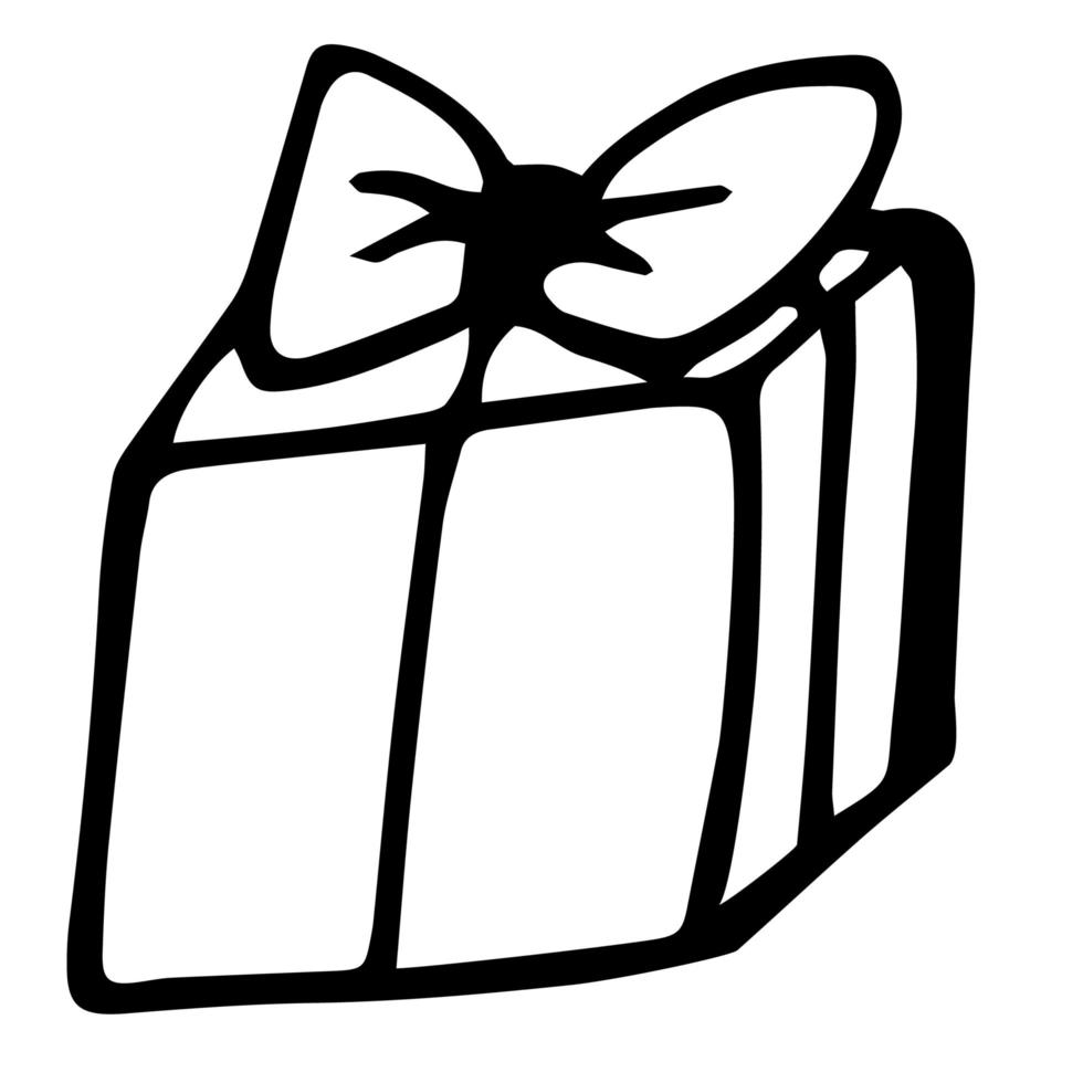 gift box with decor with doodles vector illustration.