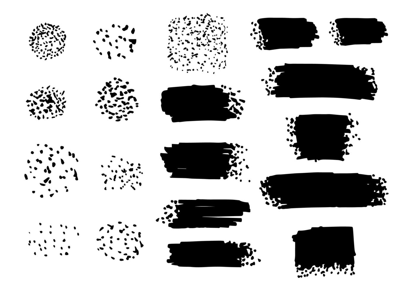 Large collection of sets of black paint, ink strokes, felt-tip pens, brushes, lines. Dirty elements of artistic design. Vector illustration. Isolated on a white background