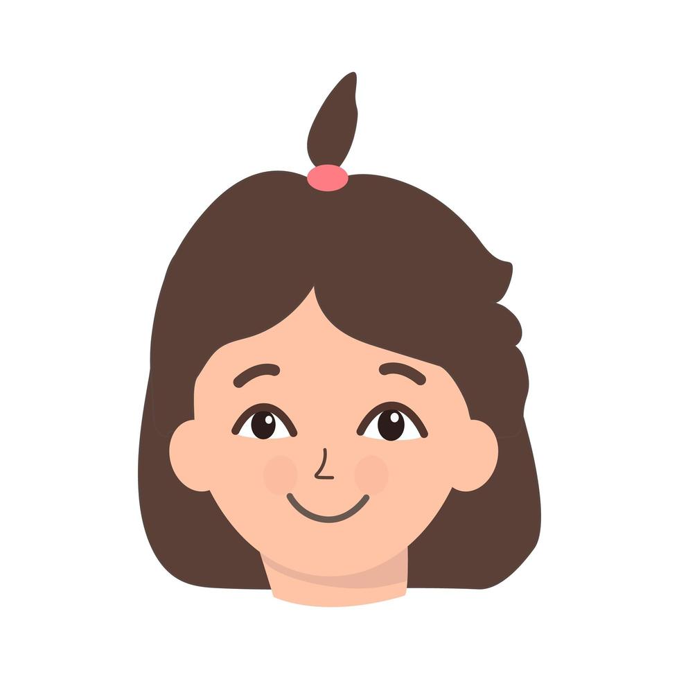little girl's head avatar vector flat illustration