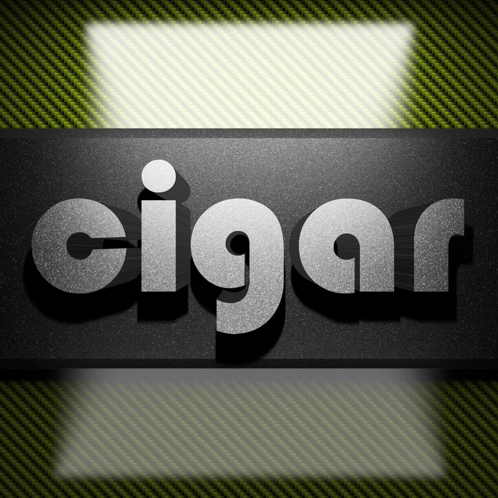 cigar word of iron on carbon photo