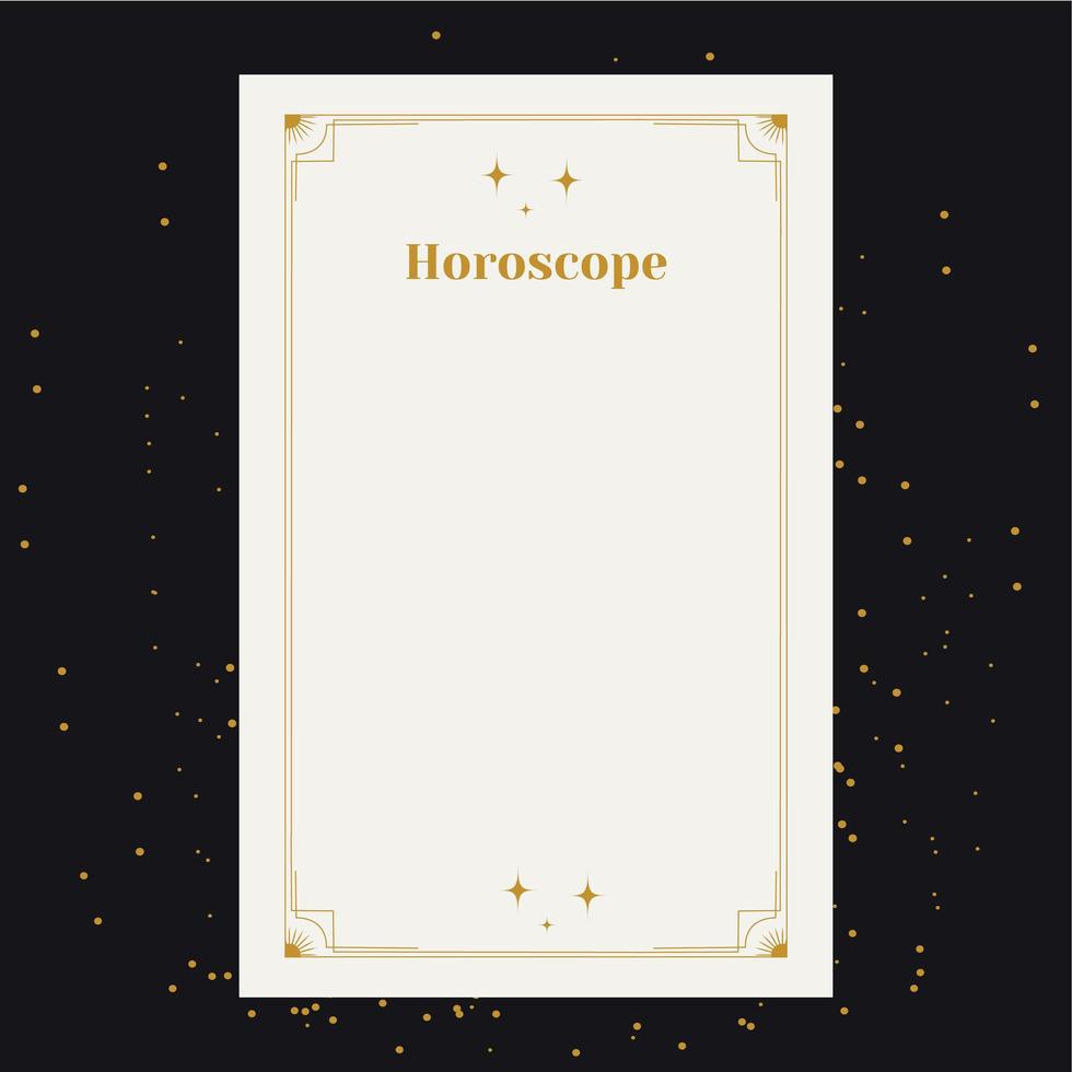 Template for a horoscope. An elegant poster for an esoteric zodiac horoscope for a logo or poster, on a black background with stars vector