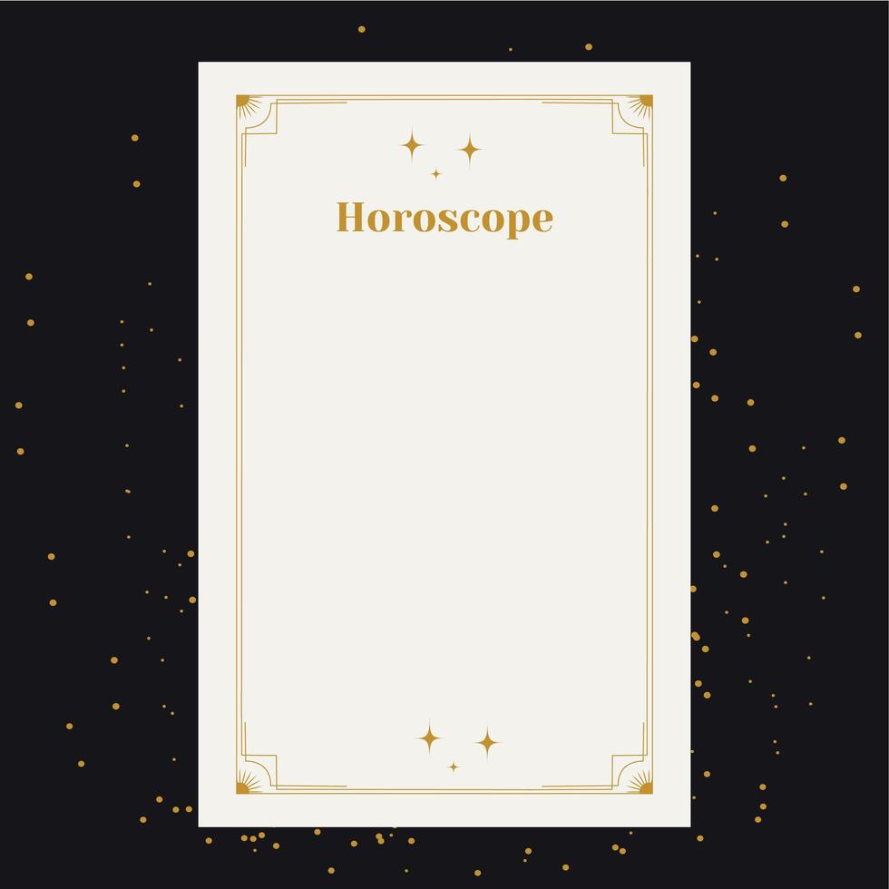 plantilla para un horóscopo. un afiche elegante para un horóscopo zodiaco esotérico para un logo o afiche, sobre un fondo negro con estrellas vector