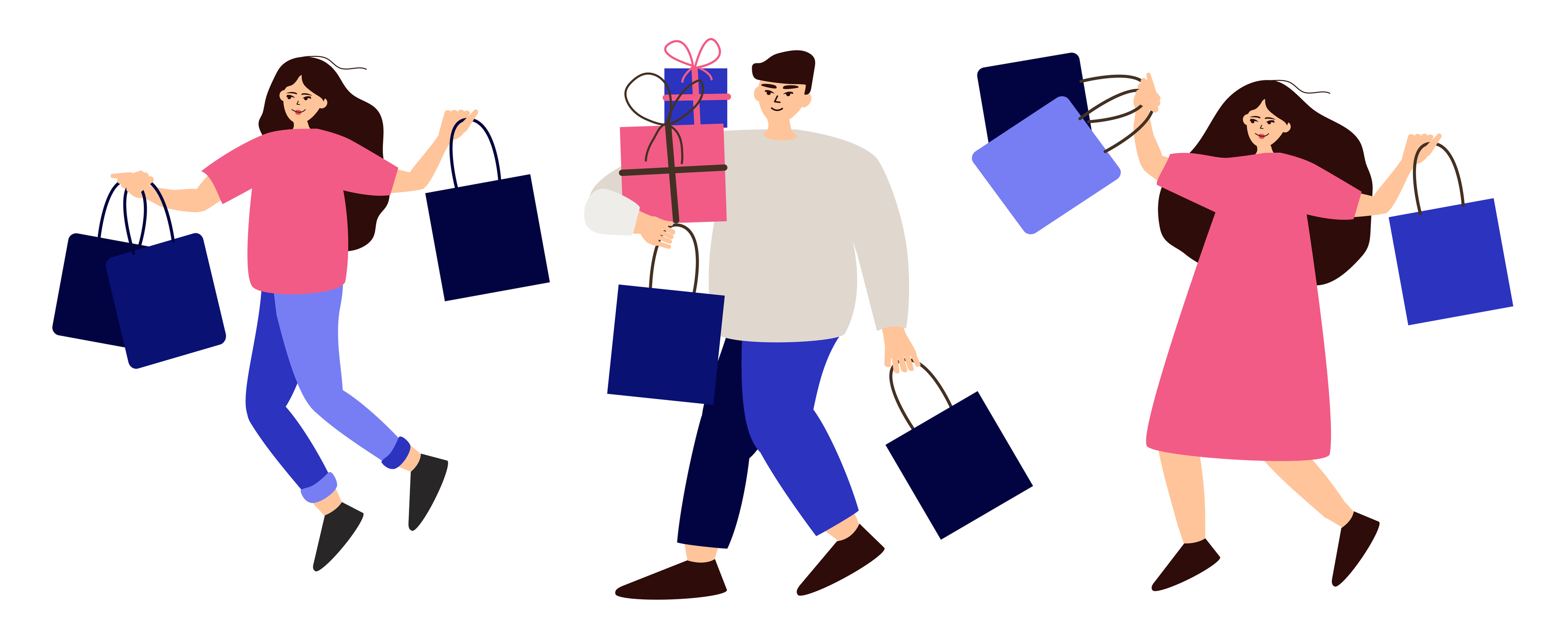 Collection of people carrying shopping bags with purchases. Men and women taking part in seasonal sale at store, shop, mall. Cartoon characters isolated on white background. Flat vector illustration 5979564 Vector Art Collection of people carrying shopping bags with purchases. Men and women taking part in seasonal sale at store, shop, mall. Cartoon characters isolated on white background. Flat vector illustration 5979564 Vector Art