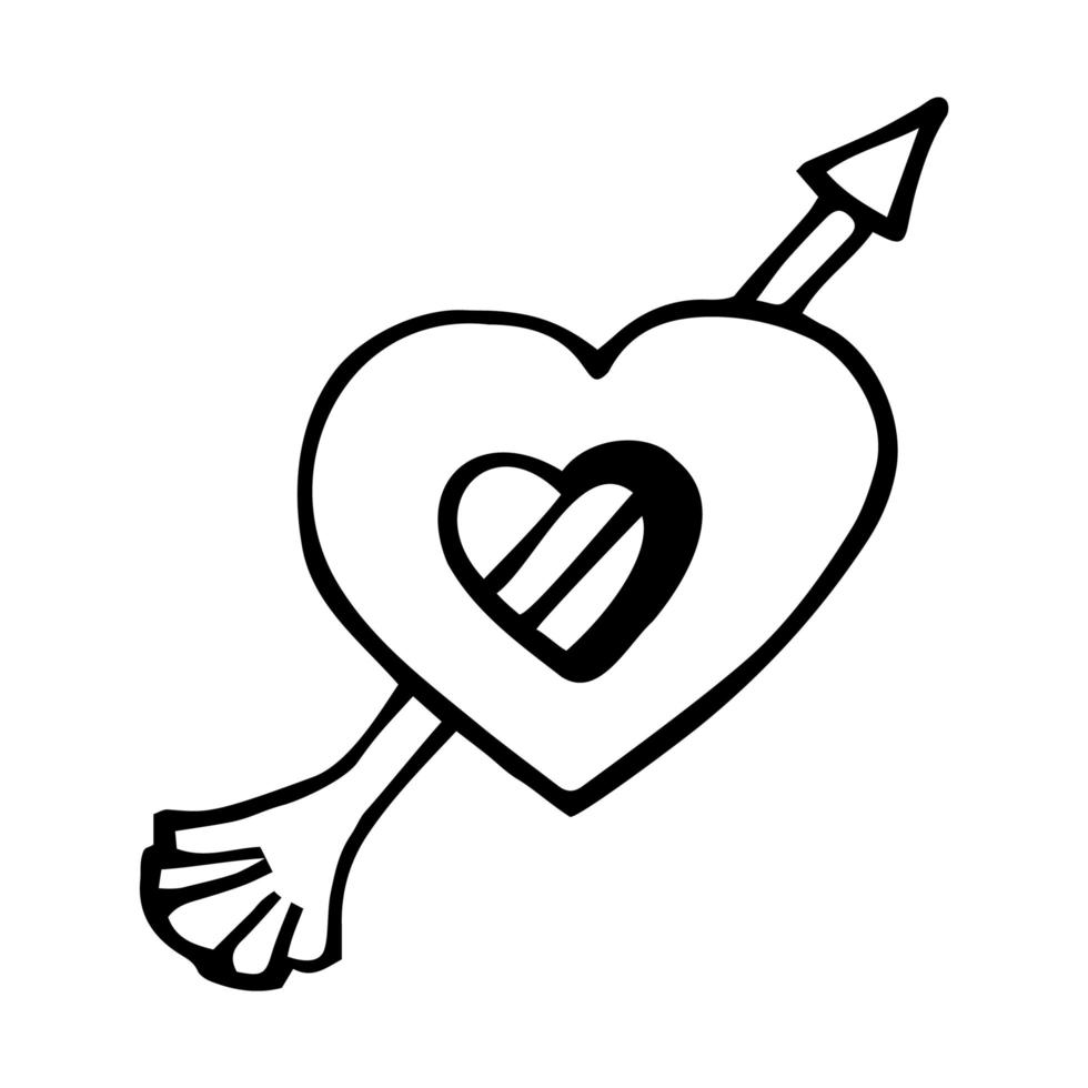 corazón con elemento de flecha. icono de línea vectorial del día de san valentín, dardo cupido perforado hasta el corazón. flecha de cupido, símbolo de amor con flecha. diseño de vector de feliz día de san valentín