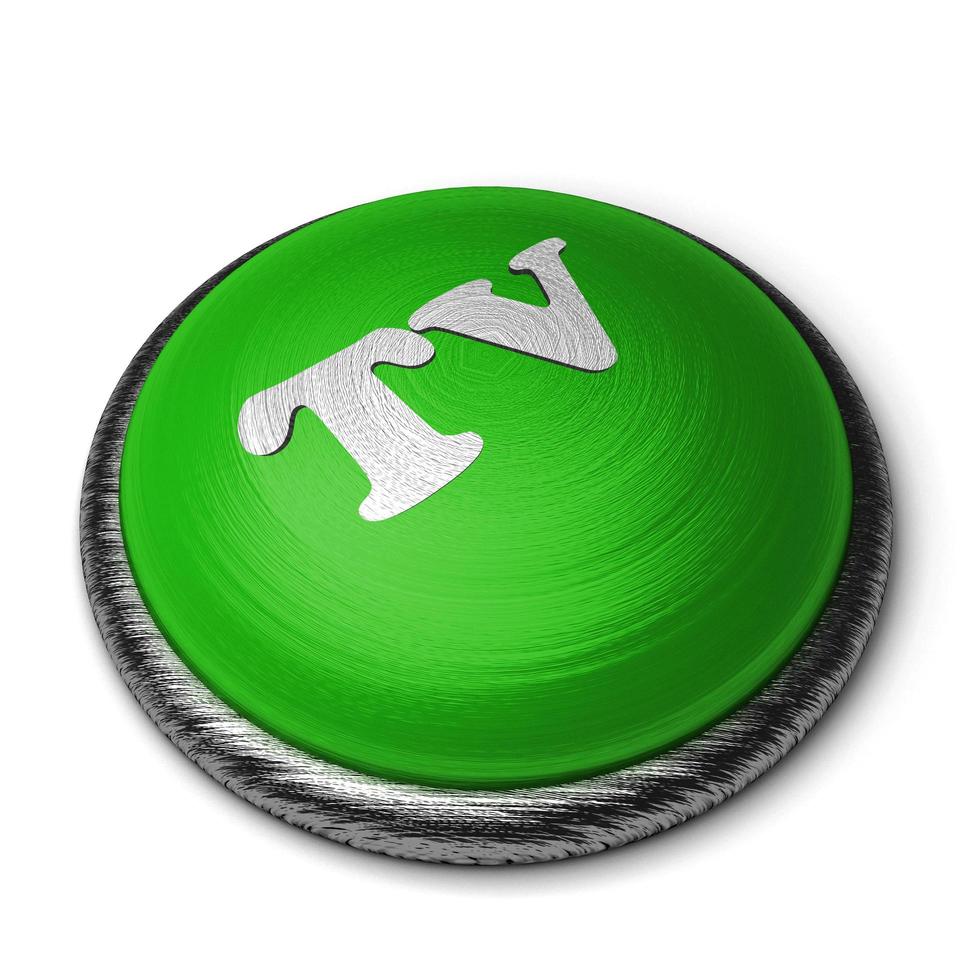 TV word on green button isolated on white photo