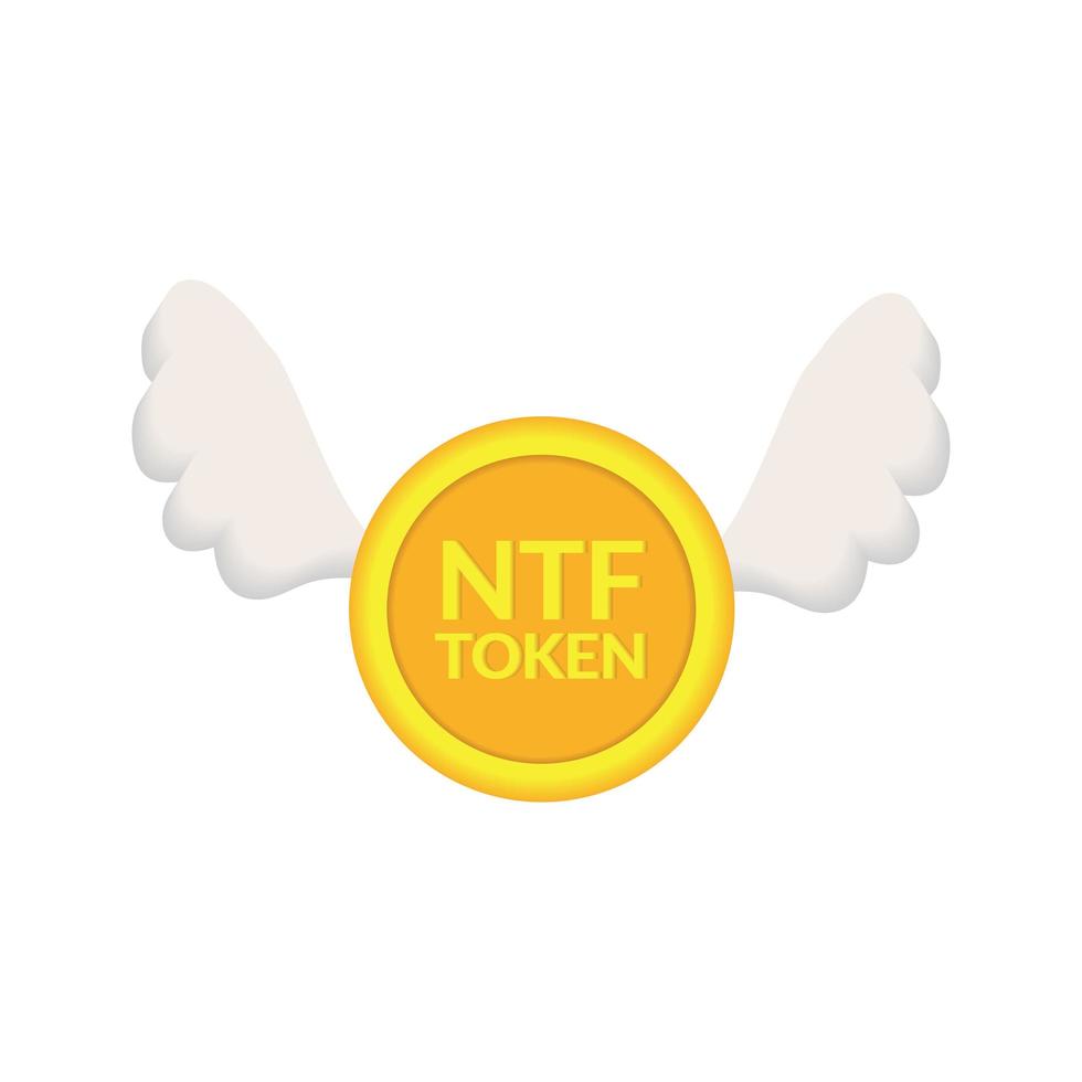 icono de token ntv con alas 3d realista vector