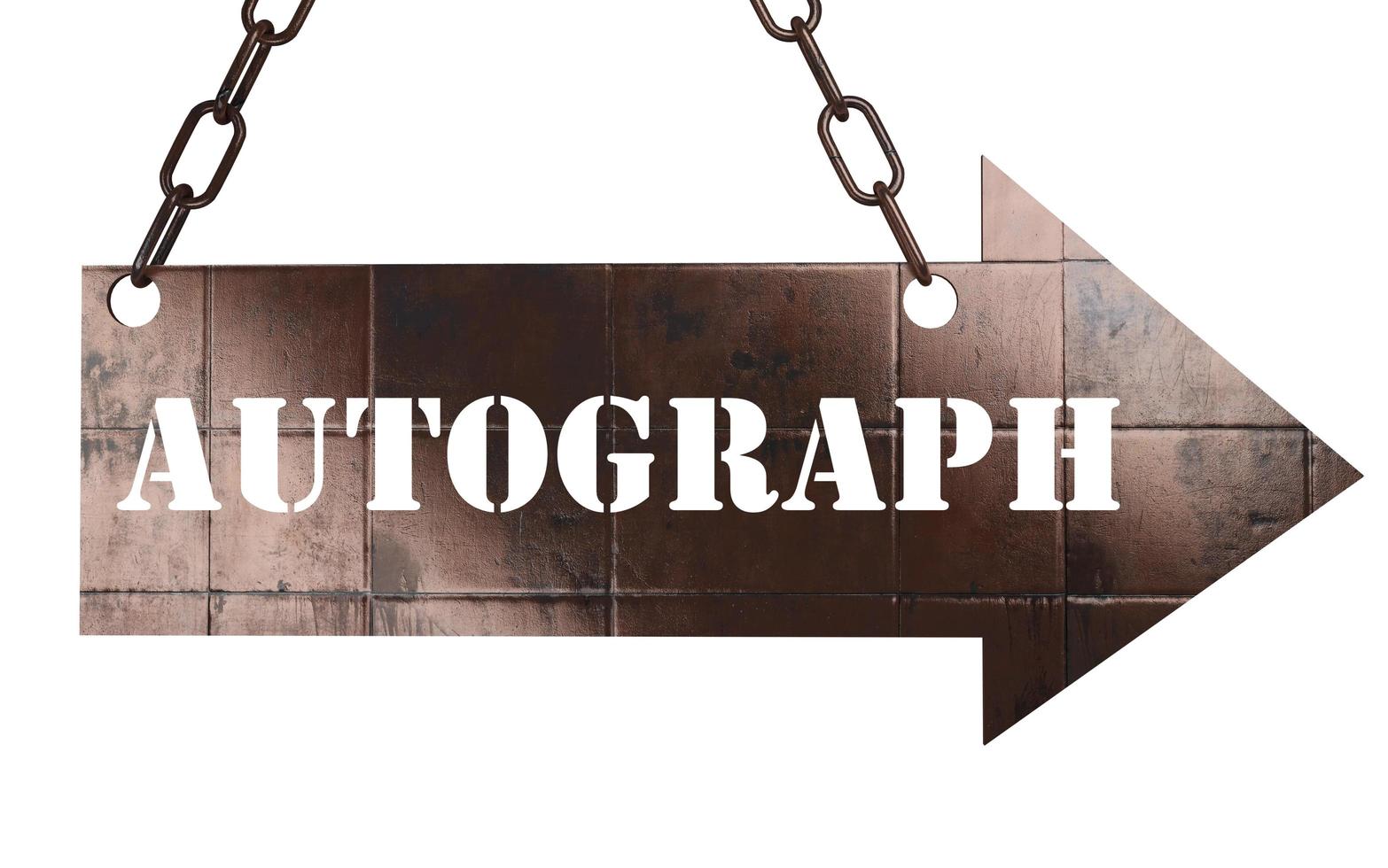 autograph word on metal pointer photo