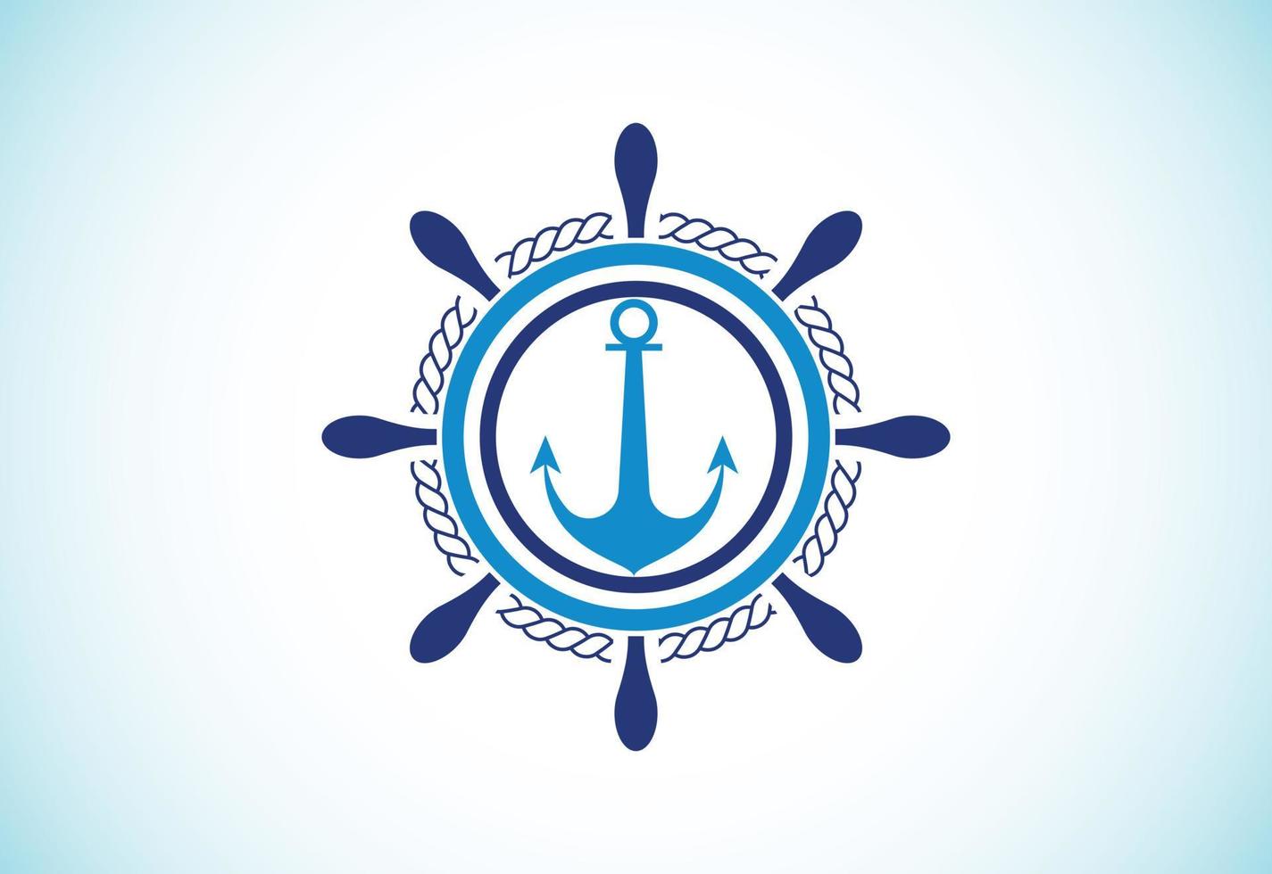 volante de barco y plantilla de diseño de logotipo de ancla vector