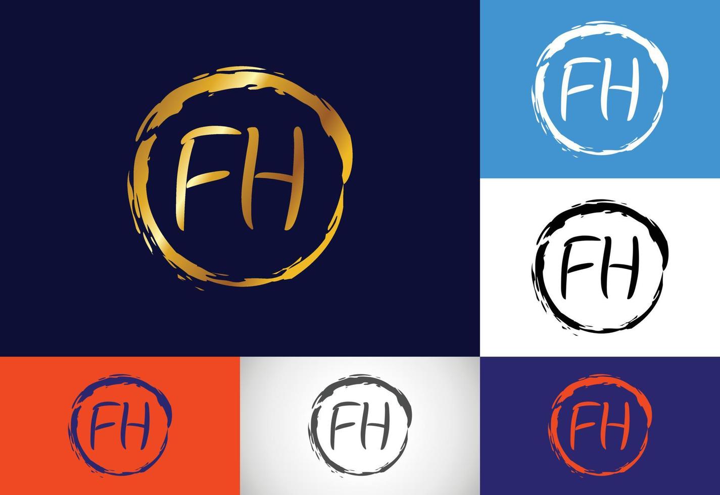 plantilla de vector de diseño de logotipo de letra de monograma inicial fh. diseño de logotipo de letra fh