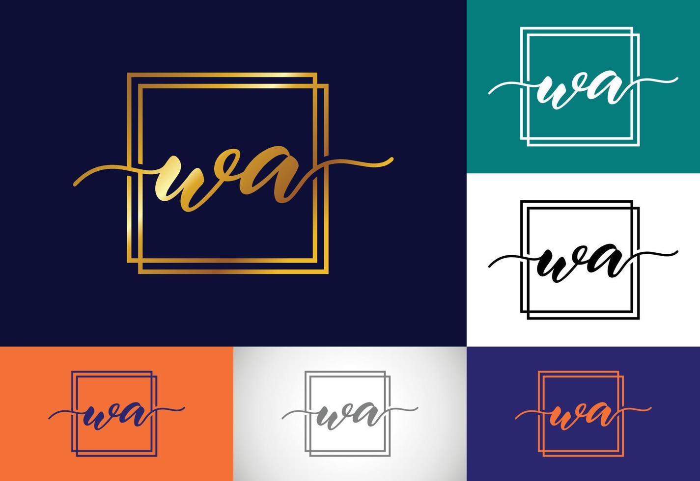 plantilla de vector de diseño de logotipo de letra monograma inicial wa. diseño de logotipo de letra wa