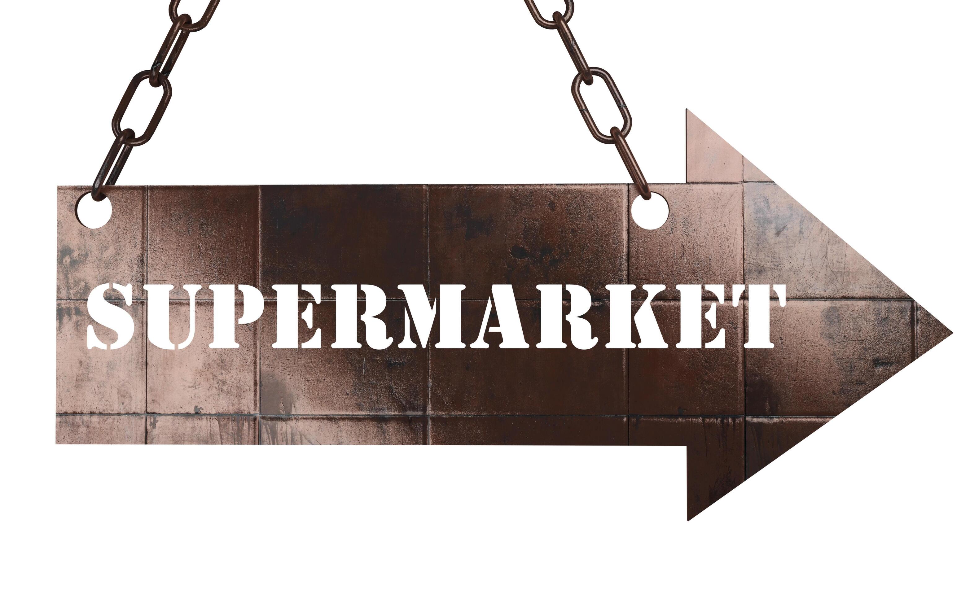 supermarket word on metal pointer 5981946 Stock Photo at Vecteezy