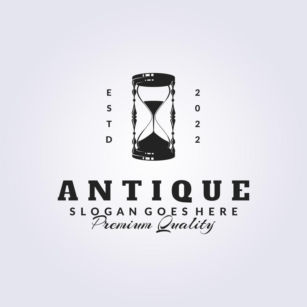 diseño de ilustración de vector de logotipo de reloj de arena antiguo antiguo