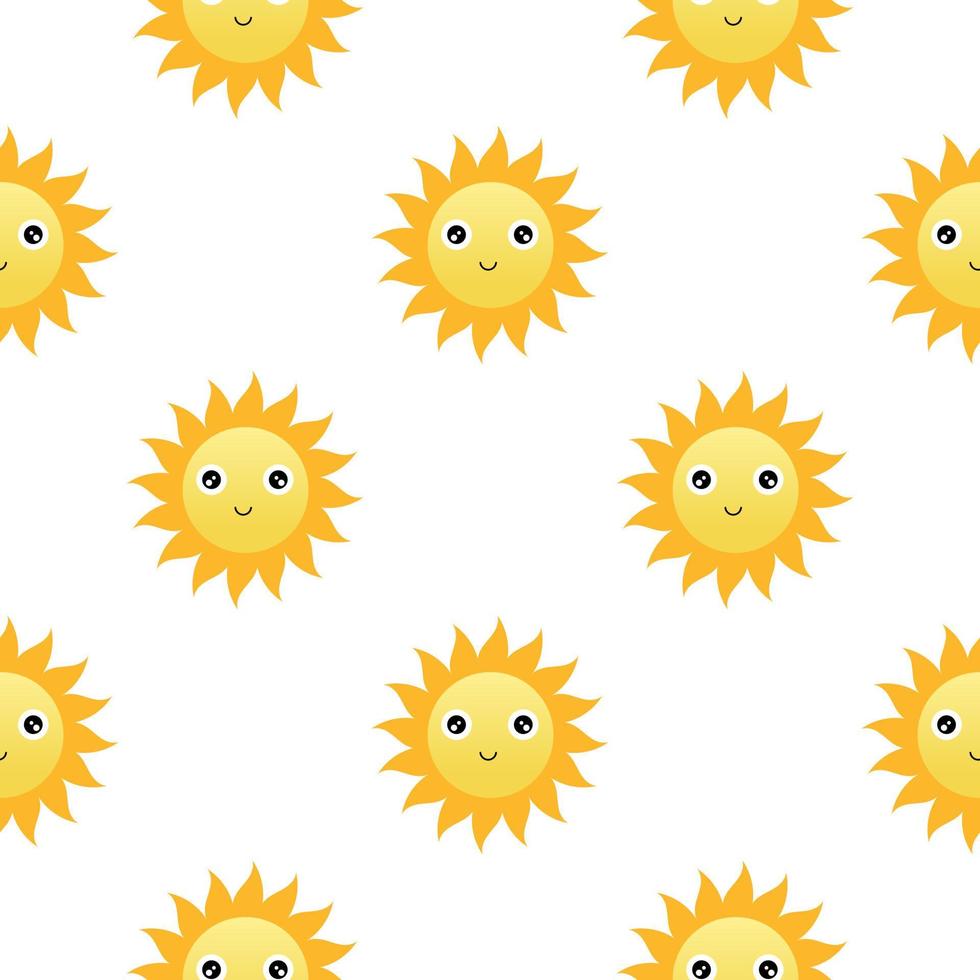 sun seamless pattern with cheerful face 3 vector