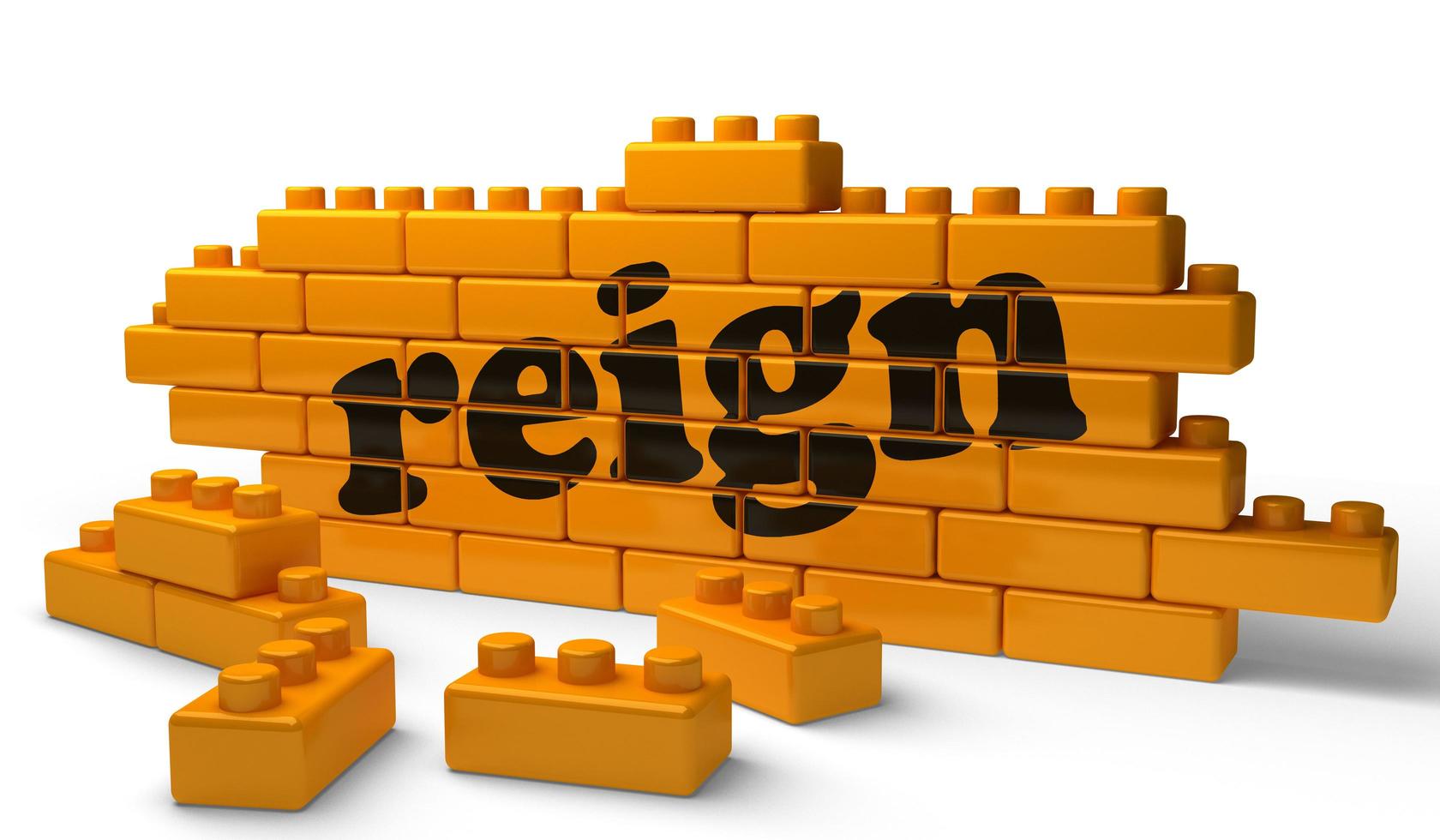 reign word on yellow brick wall photo