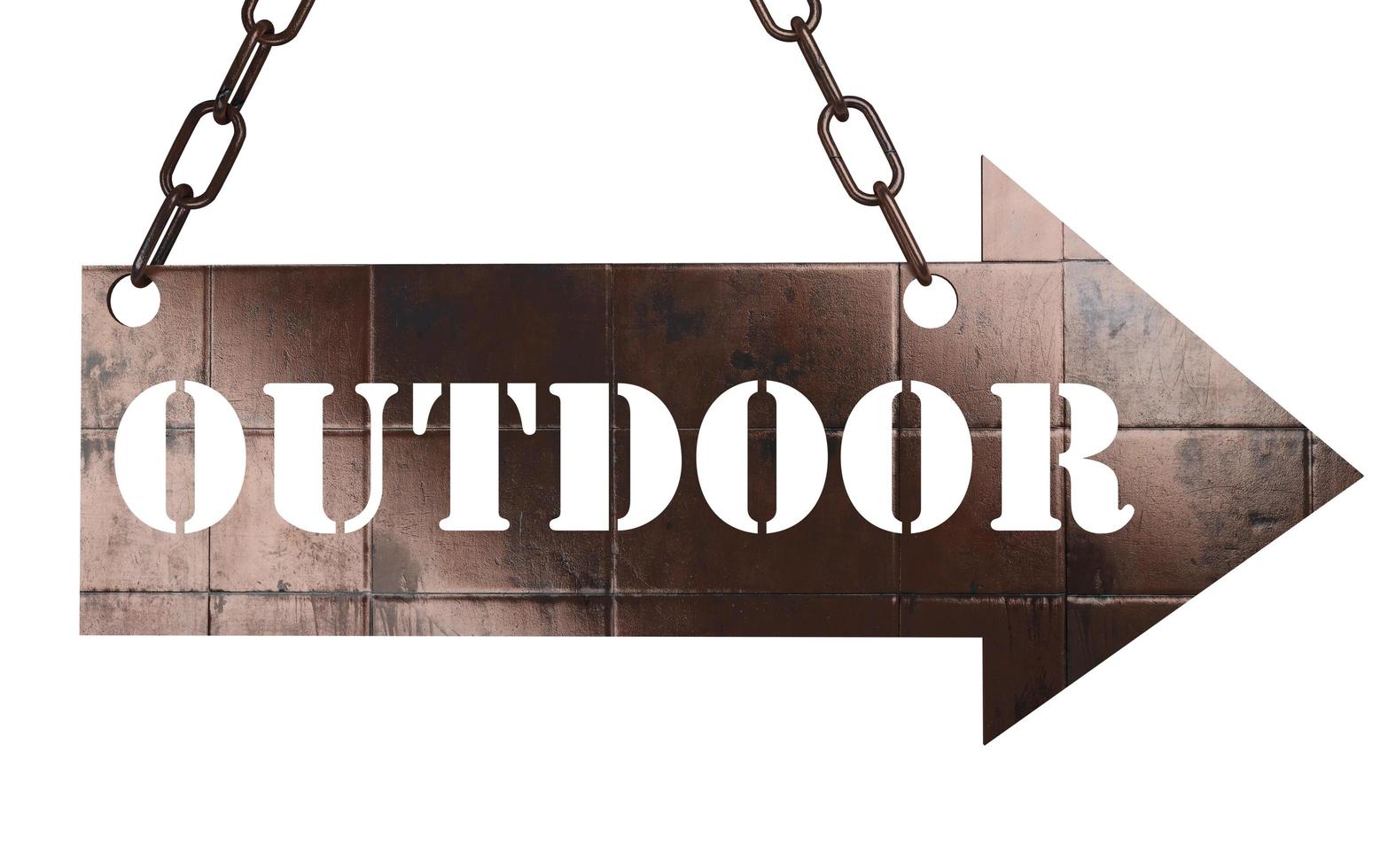 outdoor word on metal pointer photo