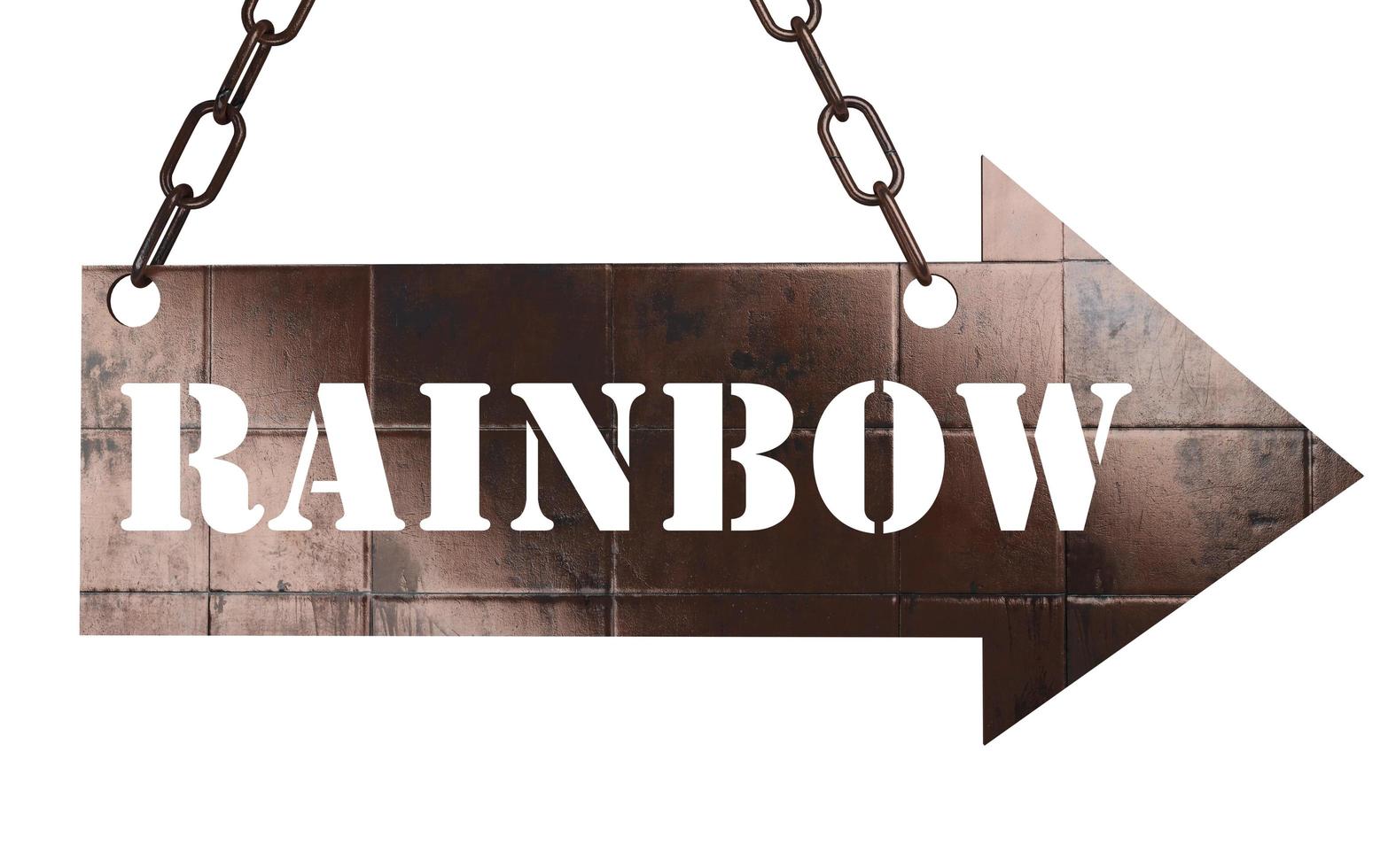 rainbow word on metal pointer photo