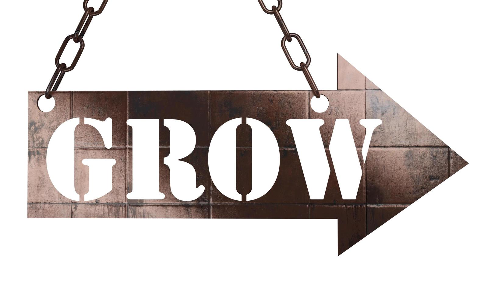 grow word on metal pointer photo