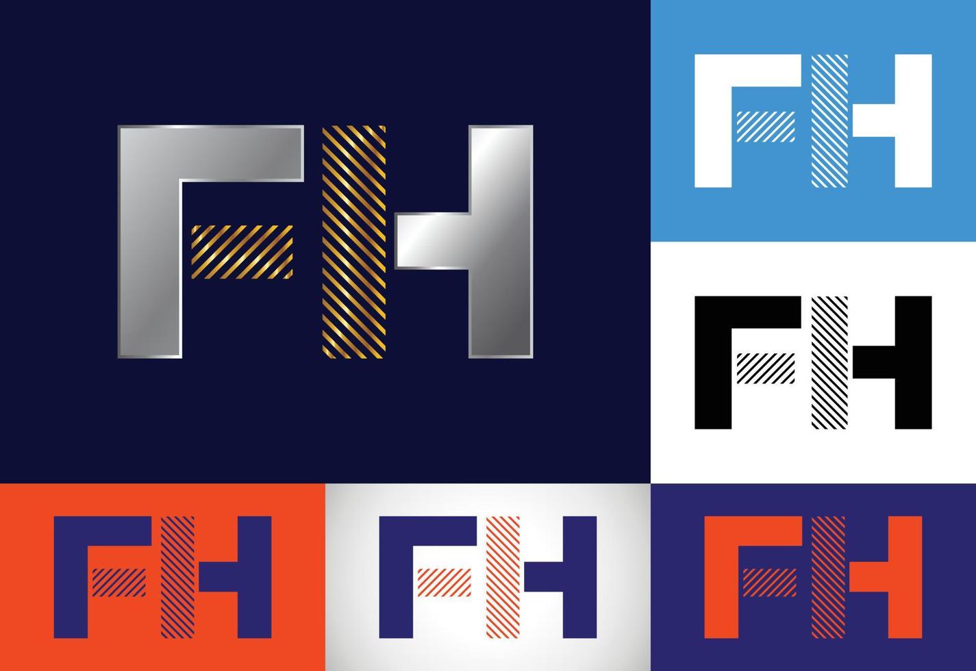 plantilla de vector de diseño de logotipo de letra de monograma inicial fh. diseño de logotipo de letra fh