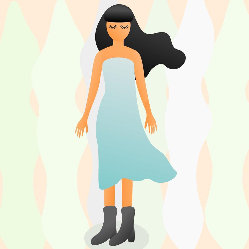 Cute and peaceful girl with nature background. vector