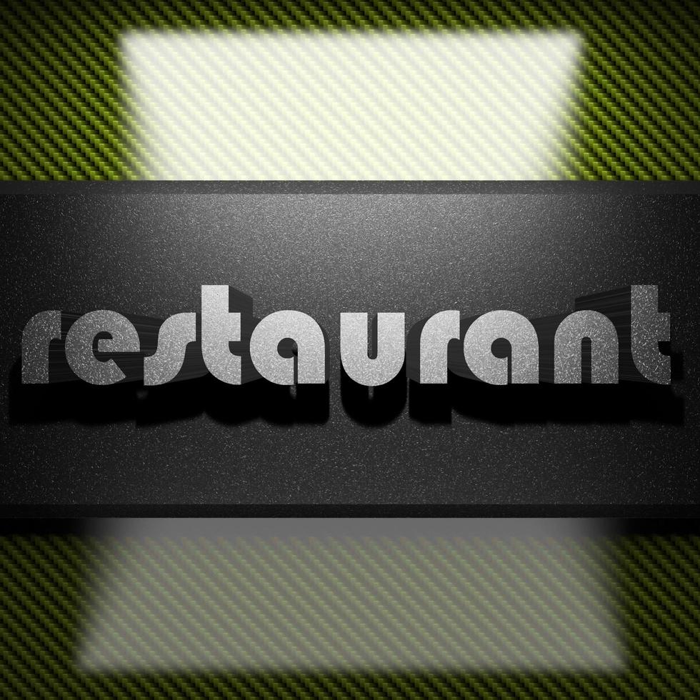 restaurant word of iron on carbon photo