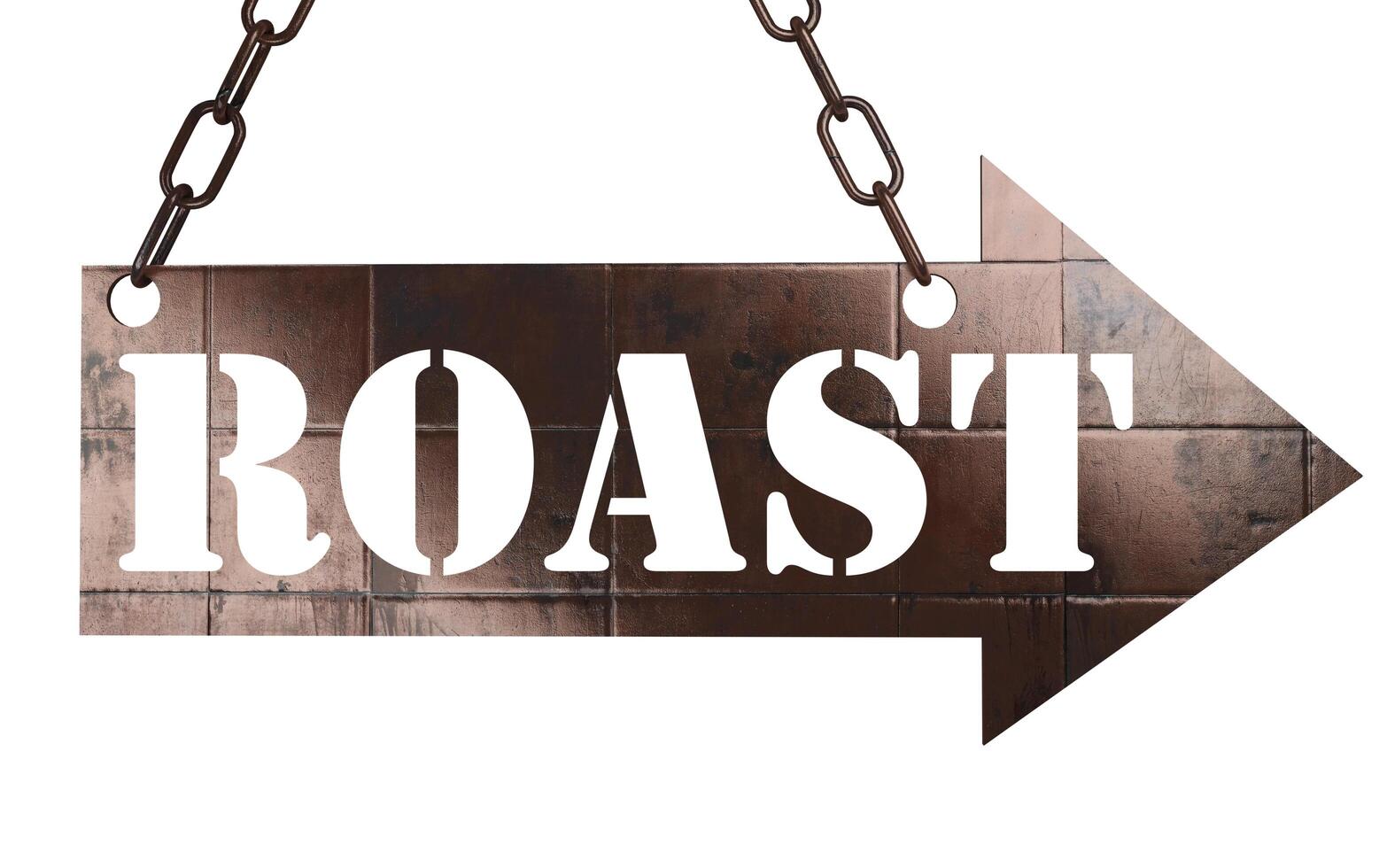 roast word on metal pointer photo