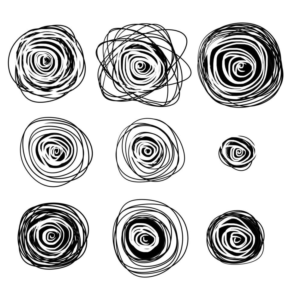 Sketch circle. Black ring set. vector