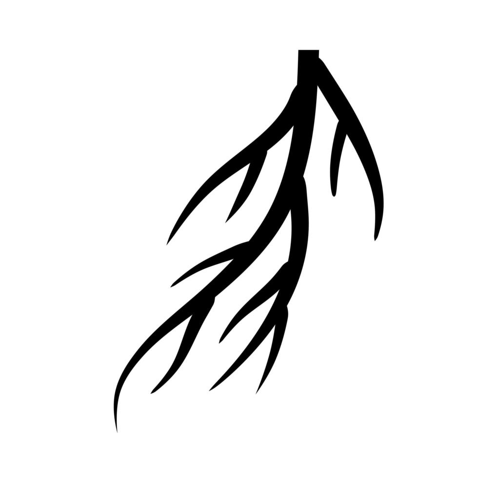 Root. Underground part of plant. Black icon. vector