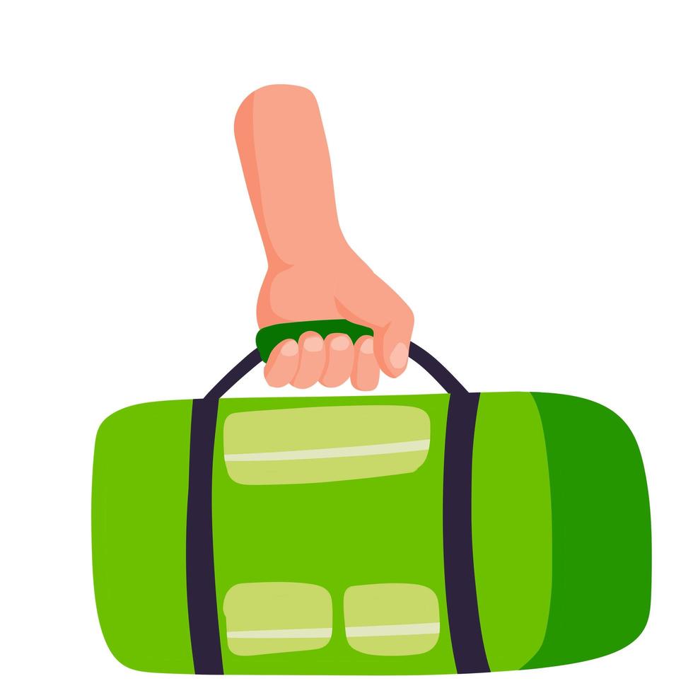 Hand hold sports bag. Transfer of cargo and baggage. vector