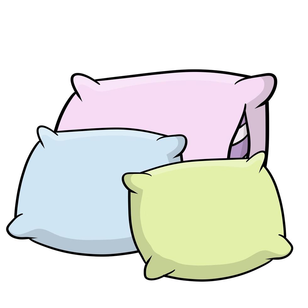Set of pillows. Large and small object. Cartoon flat illustration. vector