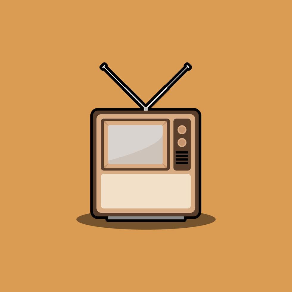 Flat Old Vintage TV Cartoon Illustration vector