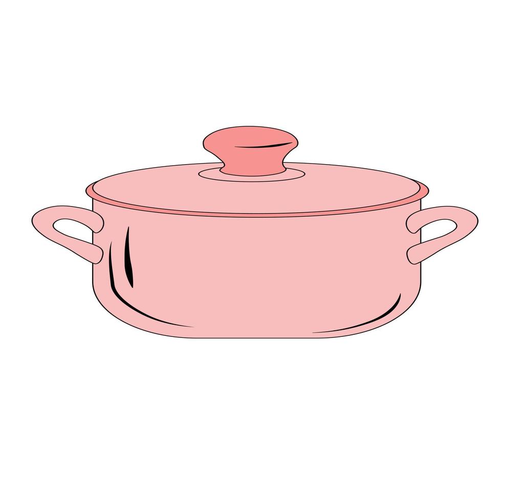 Pot vector stock illustration. Kitchen utensils for making soup. Isolated on a white background.