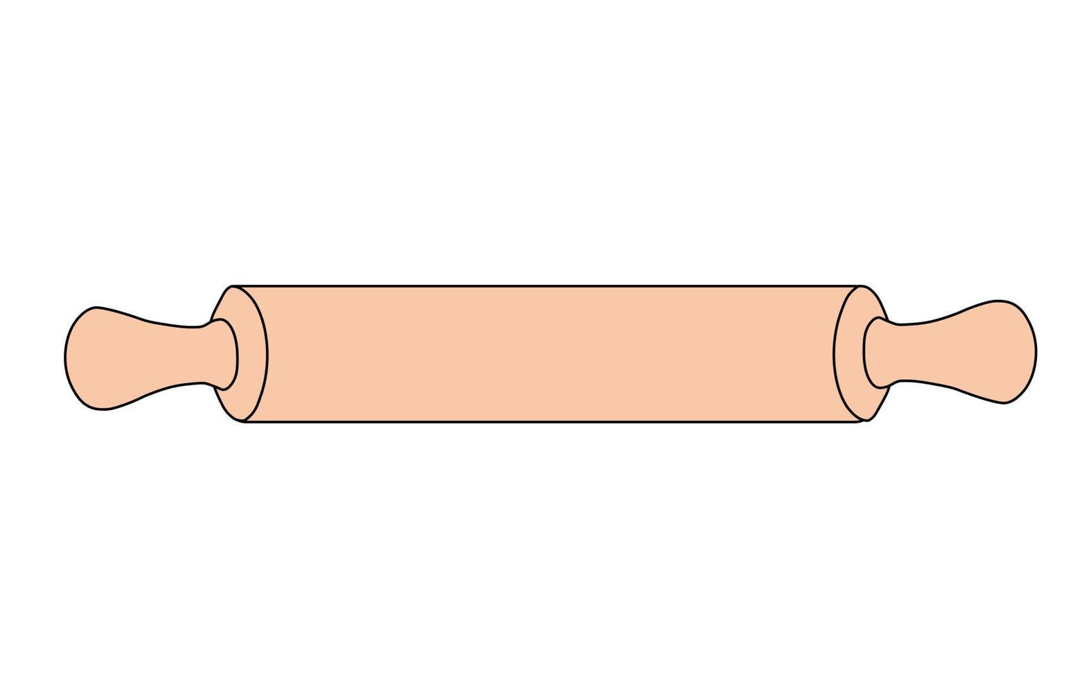 Rolling pin vector stock illustration. A tool for a baker, making dough. Isolated on a white background.